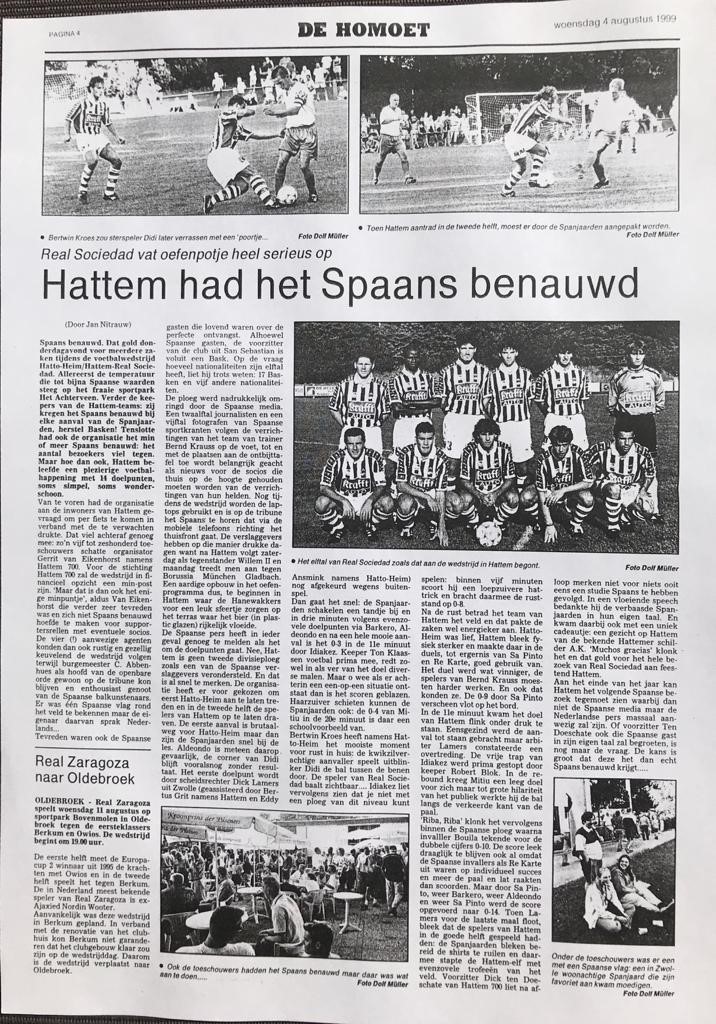 Real Sociedad speelt tegen Hattem / Hatto Heim in kader 700 jaar Hattem