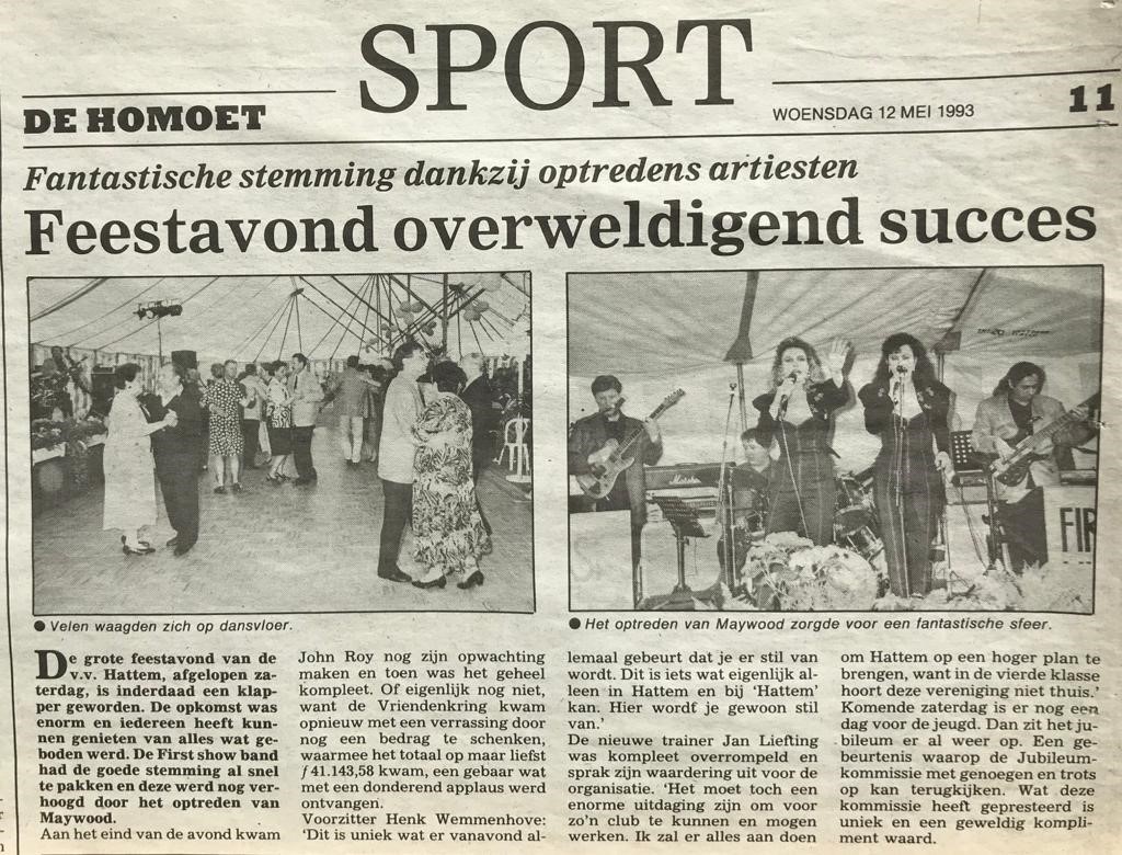 Maywood op feestavond 75 en DJ Stroeve bij 100 jaar v.v.Hattem